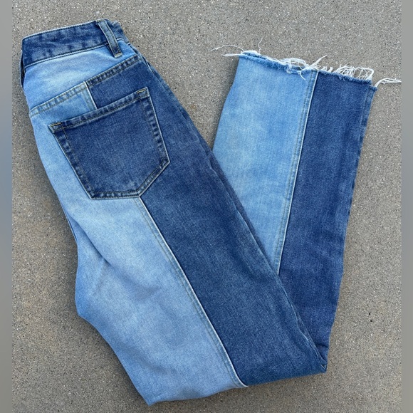 PacSun Denim - Pacsun 90's Boyfiend Two Tone High Rise 5 Pocket Long Leg Denim Blue Jeans Sz 25